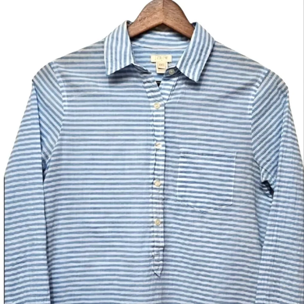 J. Crew Blue White Striped Shirt